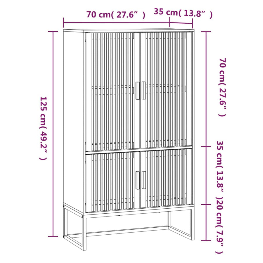 Hoge kast 70x35x125 cm bewerkt hout zwart