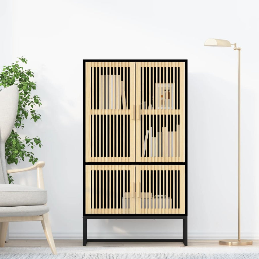 Hoge kast 70x35x125 cm bewerkt hout zwart