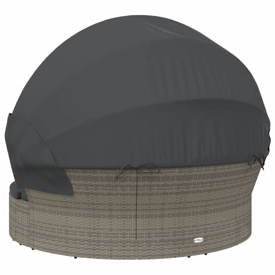 Loungebed Met Luifel En Kussens Poly Rattan Grijs