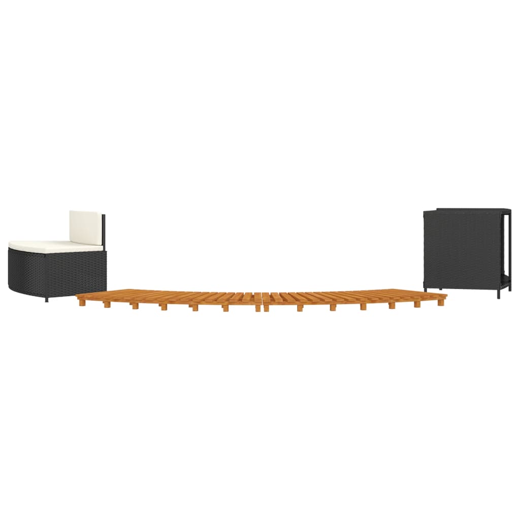 Hottub-Ombouw Poly Rattan En Massief Acaciahout Zwart