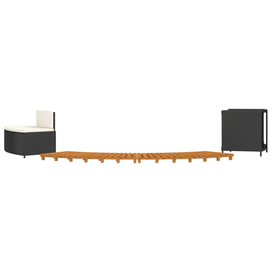 Hottub-Ombouw Poly Rattan En Massief Acaciahout Zwart