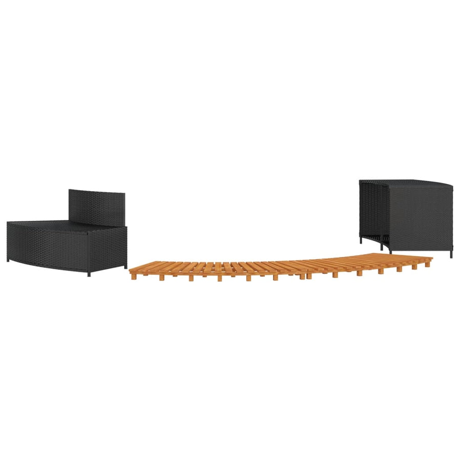 Hottub-Ombouw Poly Rattan En Massief Acaciahout Zwart