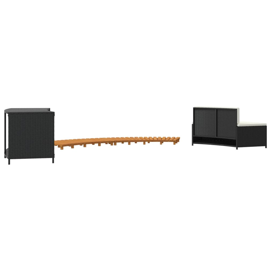 Hottub-Ombouw Poly Rattan En Massief Acaciahout Zwart