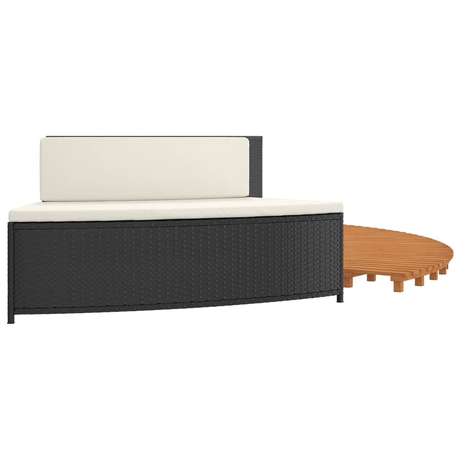 Hottub-Ombouw Poly Rattan En Massief Acaciahout Zwart