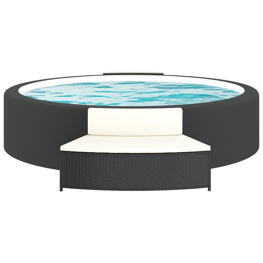 Spa-Bankjes Met Kussens 2 St Poly Rattan Zwart