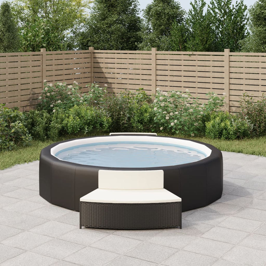 Spa-Bankjes Met Kussens 2 St Poly Rattan Zwart