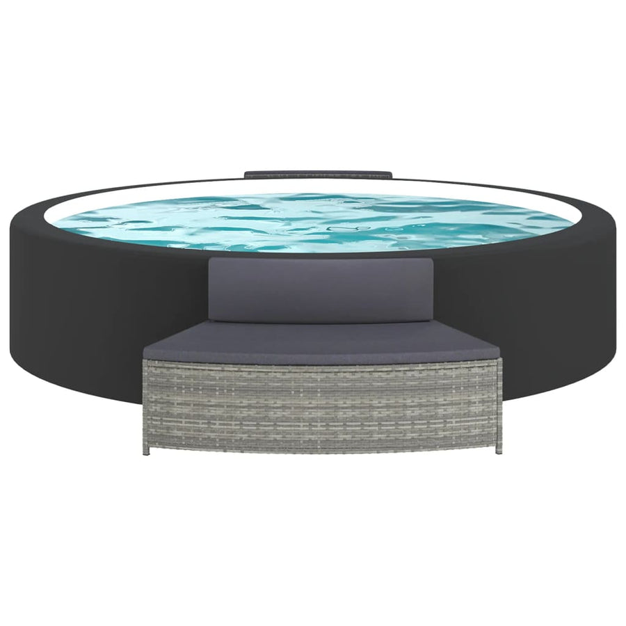 Spa-Bankjes Met Kussens 2 St Poly Rattan Grijs
