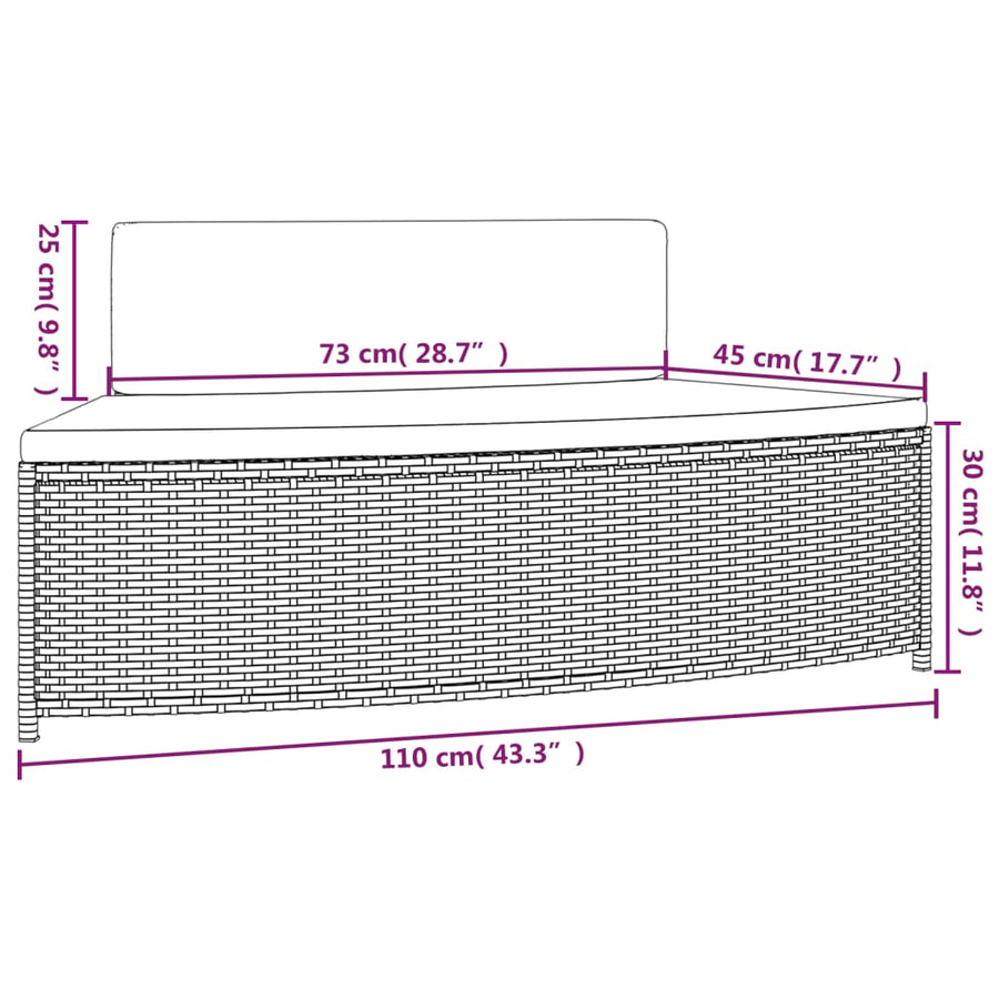 Spa-Bankjes Met Kussens 2 St Poly Rattan Grijs