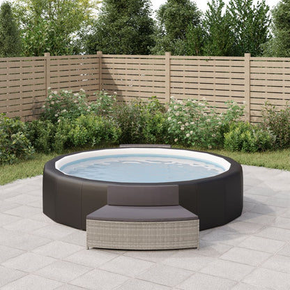 Spa-Bankjes Met Kussens 2 St Poly Rattan Grijs
