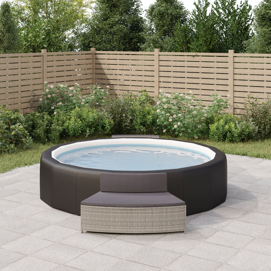 Spa-Bankjes Met Kussens 2 St Poly Rattan Grijs