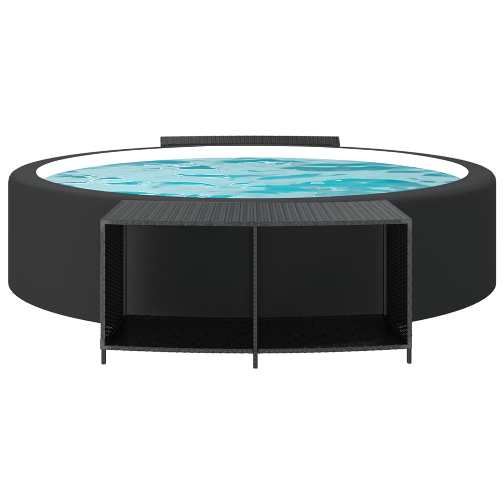 Opbergschappen 2 St Poly Rattan Zwart
