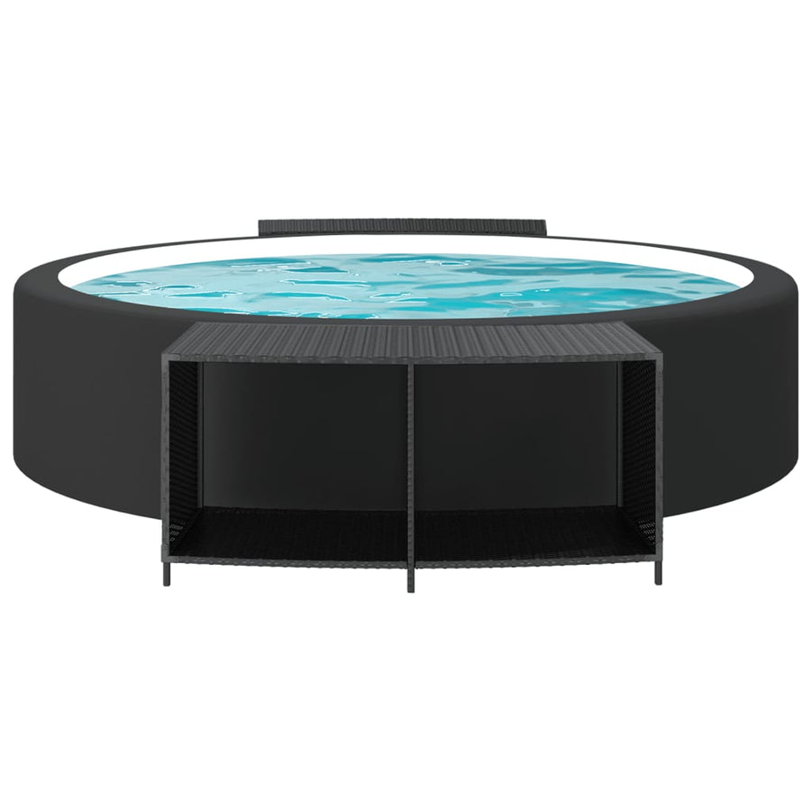 Opbergschappen 2 St Poly Rattan Zwart