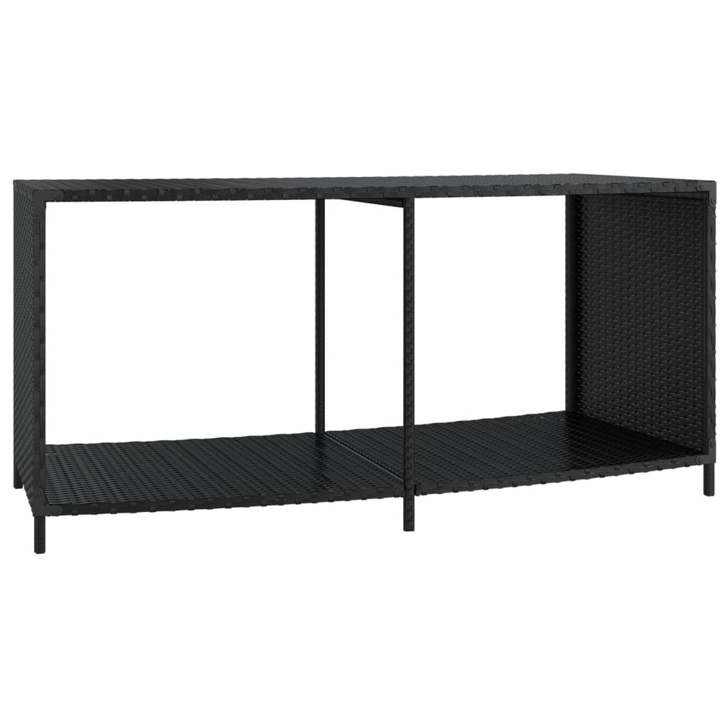 Opbergschappen 2 St Poly Rattan Zwart