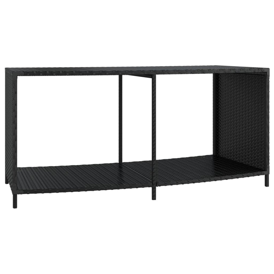 Opbergschappen 2 St Poly Rattan Zwart