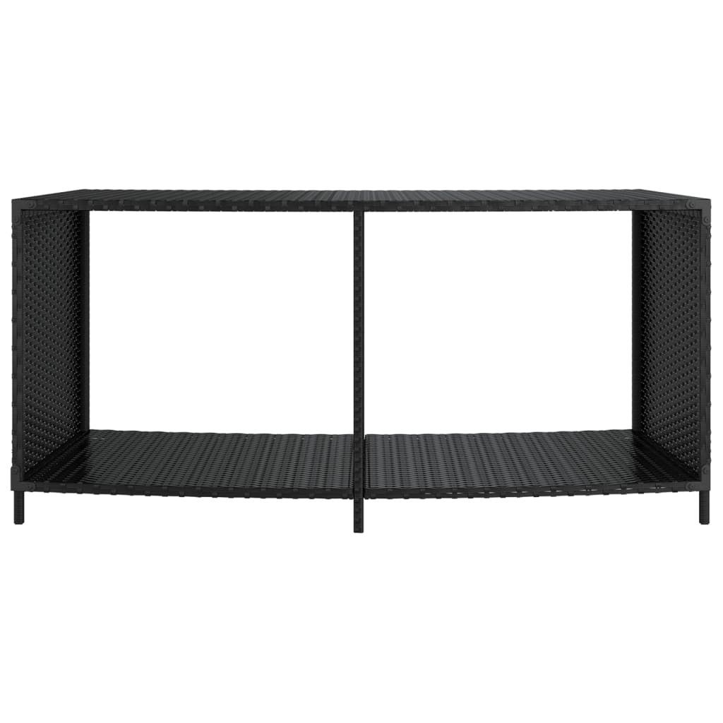 Opbergschappen 2 St Poly Rattan Zwart