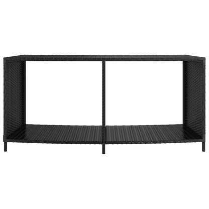 Opbergschappen 2 St Poly Rattan Zwart