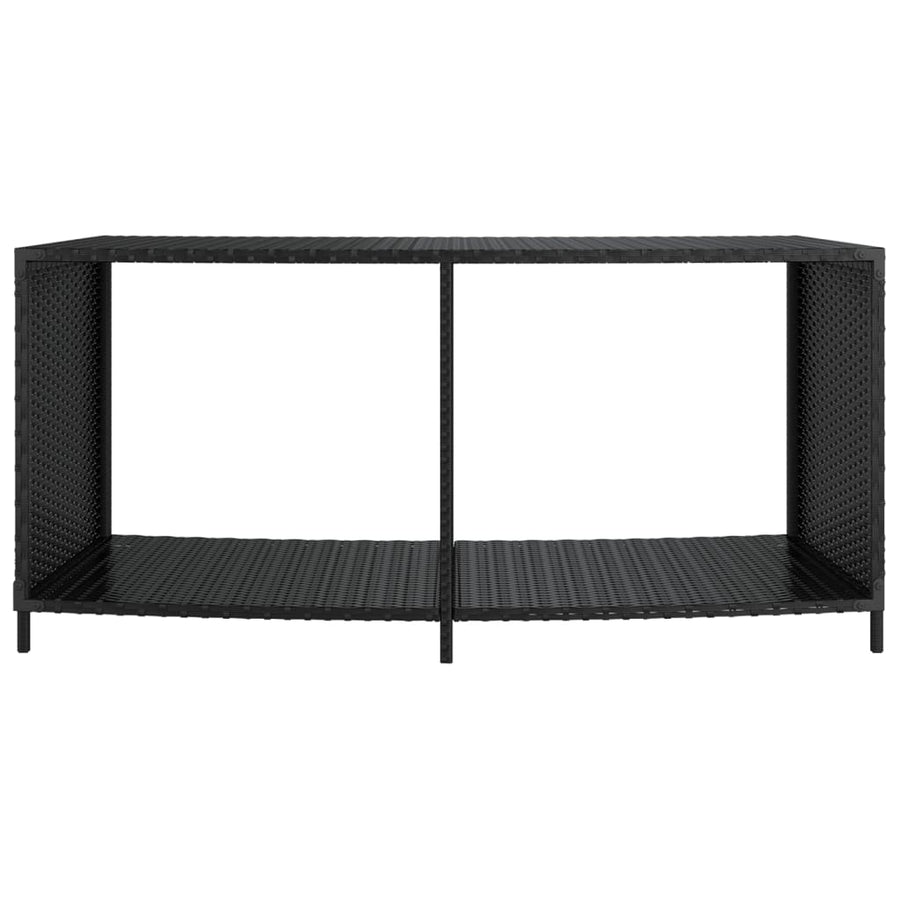 Opbergschappen 2 St Poly Rattan Zwart