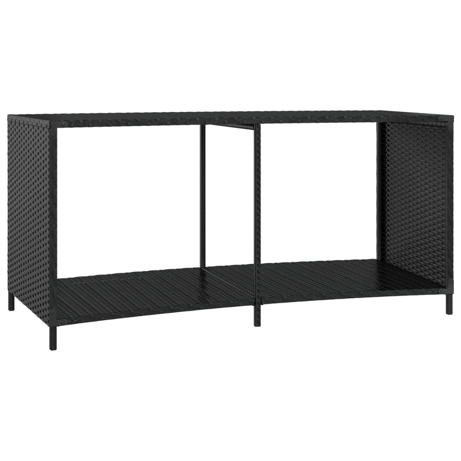 Opbergschappen 2 St Poly Rattan Zwart