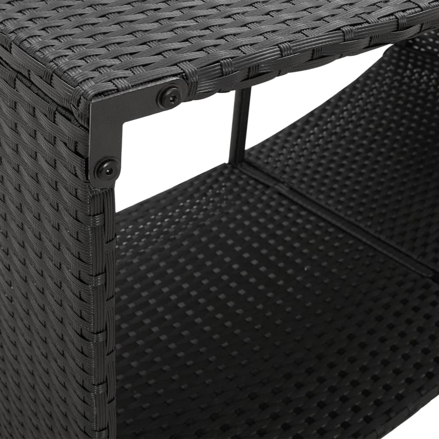 Opbergschappen 2 St Poly Rattan Zwart