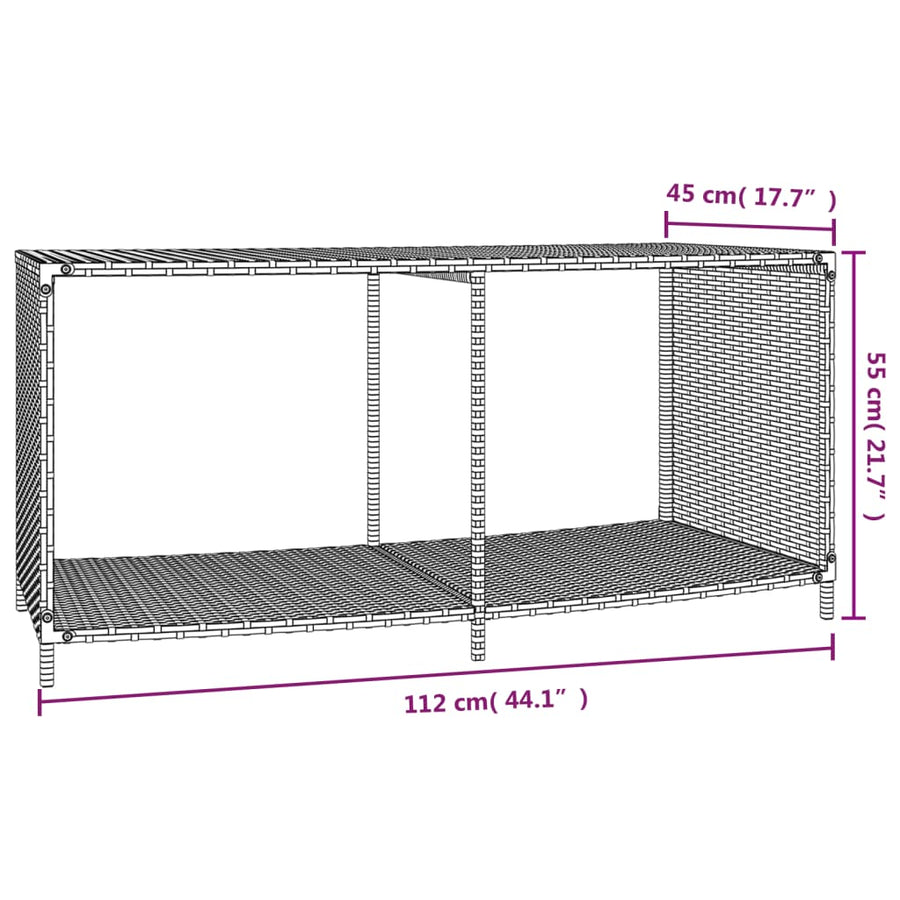 Opbergschappen 2 St Poly Rattan Zwart