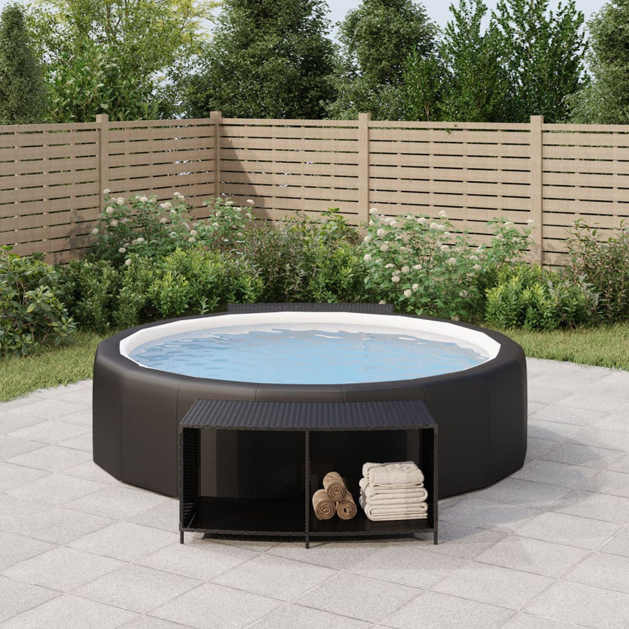 Opbergschappen 2 St Poly Rattan Zwart