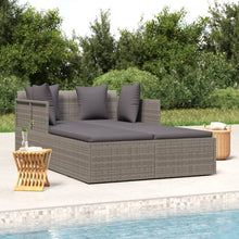 Ligbed Met Kussens 182X118X63 Cm Poly Rattan Grijs