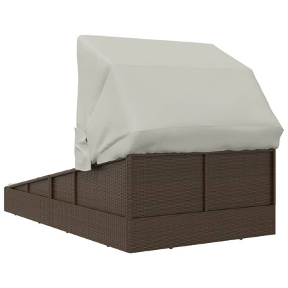 Ligbed Met Inklapbaar Dak 200X114X128 Cm Poly Rattan Bruin