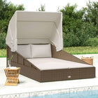 Daybed with foldable roof 200x114x128 cm poly rattan brown