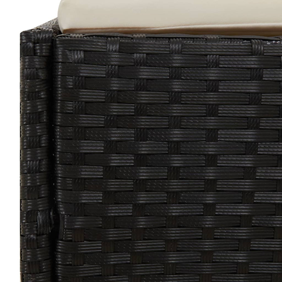 Ligbed Met Inklapbaar Dak 200X114X128 Cm Poly Rattan Zwart
