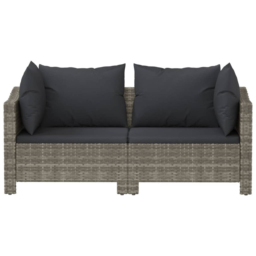 2-Delige Loungeset Met Kussens Poly Rattan Grijs 2x Fauteuil