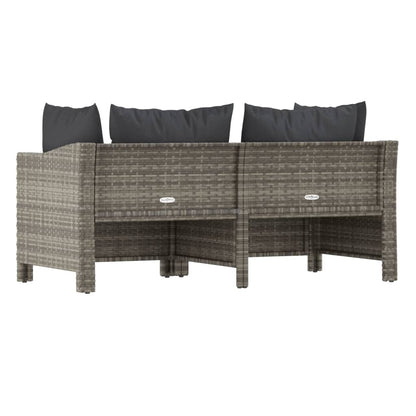 2-Delige Loungeset Met Kussens Poly Rattan Grijs 2x Fauteuil