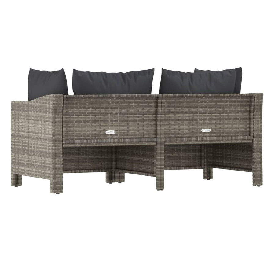 2-Delige Loungeset Met Kussens Poly Rattan Grijs 2x Fauteuil