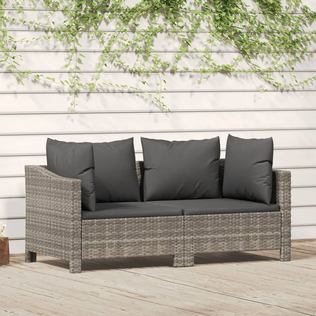 2-Delige Loungeset Met Kussens Poly Rattan Grijs 2x Fauteuil