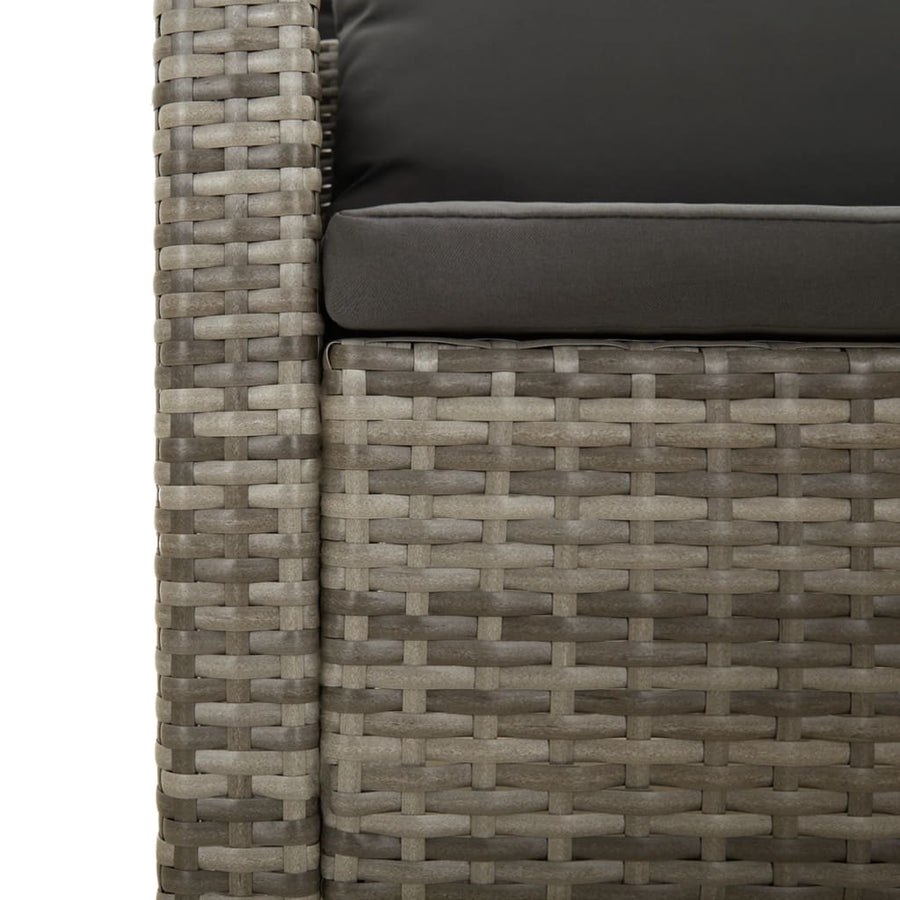 3-Delige Loungeset Met Kussens Poly Rattan Grijs 2x Fauteuil + voetensteun
