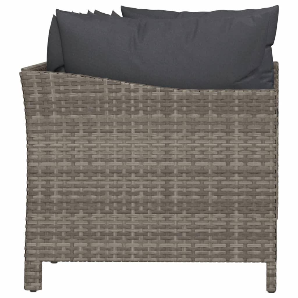 4-Delige Loungeset Met Kussens Poly Rattan Grijs 2x Fauteuil + 2x midden