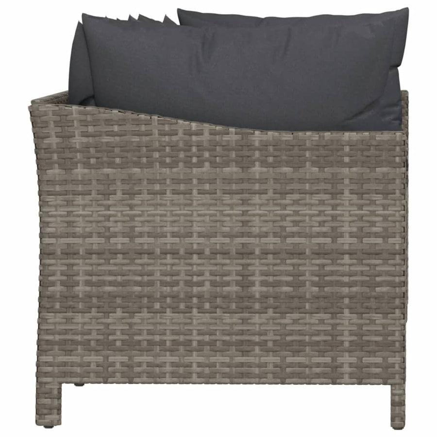 4-Delige Loungeset Met Kussens Poly Rattan Grijs 2x Fauteuil + 2x midden