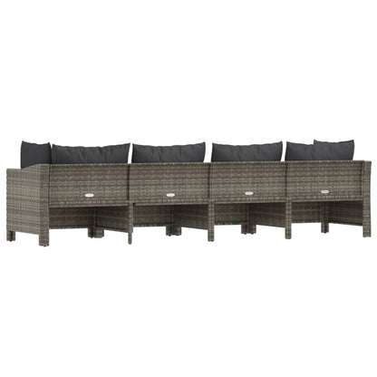 4-Delige Loungeset Met Kussens Poly Rattan Grijs 2x Fauteuil + 2x midden