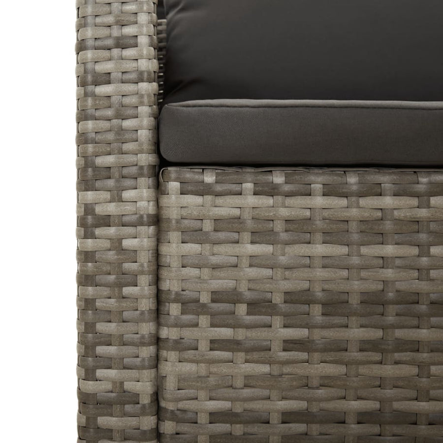 4-Delige Loungeset Met Kussens Poly Rattan Grijs 2x Fauteuil + 2x midden