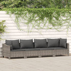 4-Delige Loungeset Met Kussens Poly Rattan Grijs 2x Fauteuil + 2x midden