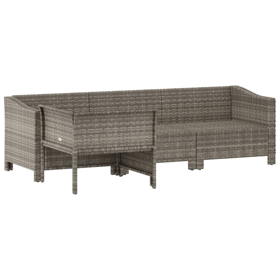4-Delige Loungeset Met Kussens Poly Rattan Grijs 2x Fauteuil + hoek + midden