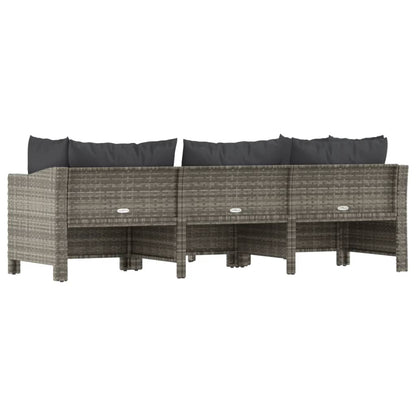 4-Delige Loungeset Met Kussens Poly Rattan Grijs 2x Fauteuil + hoek + midden