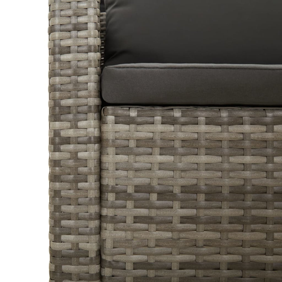 4-Delige Loungeset Met Kussens Poly Rattan Grijs 2x Fauteuil + hoek + midden