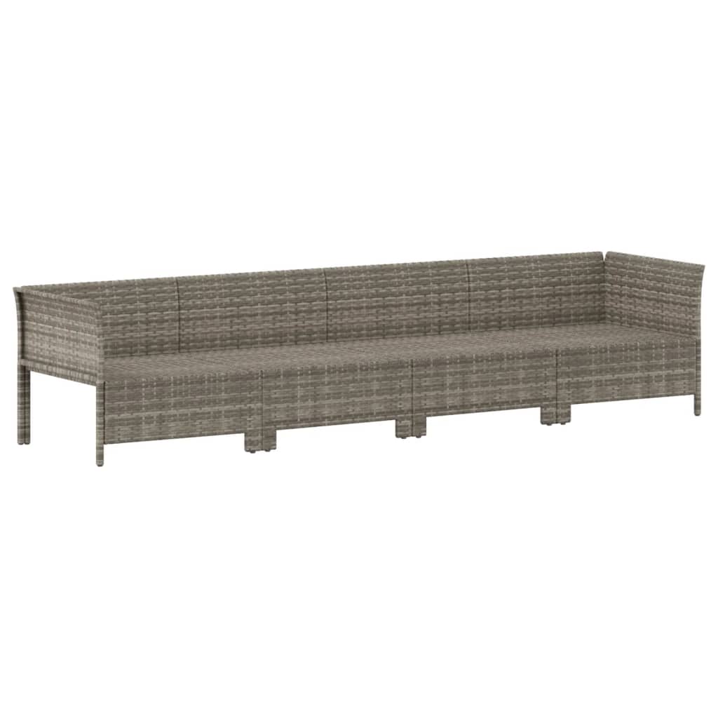 4-Delige Loungeset Met Kussens Poly Rattan Grijs 2x hoek + 2x midden