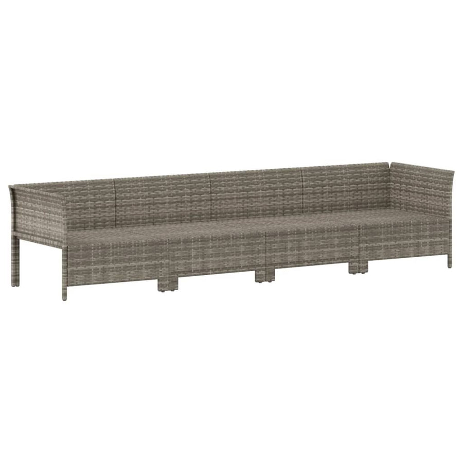 4-Delige Loungeset Met Kussens Poly Rattan Grijs 2x hoek + 2x midden