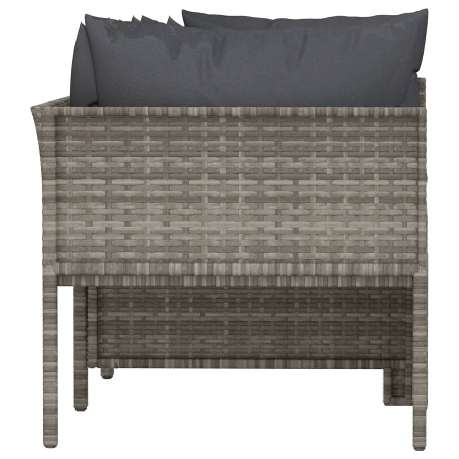 4-Delige Loungeset Met Kussens Poly Rattan Grijs 2x hoek + 2x midden