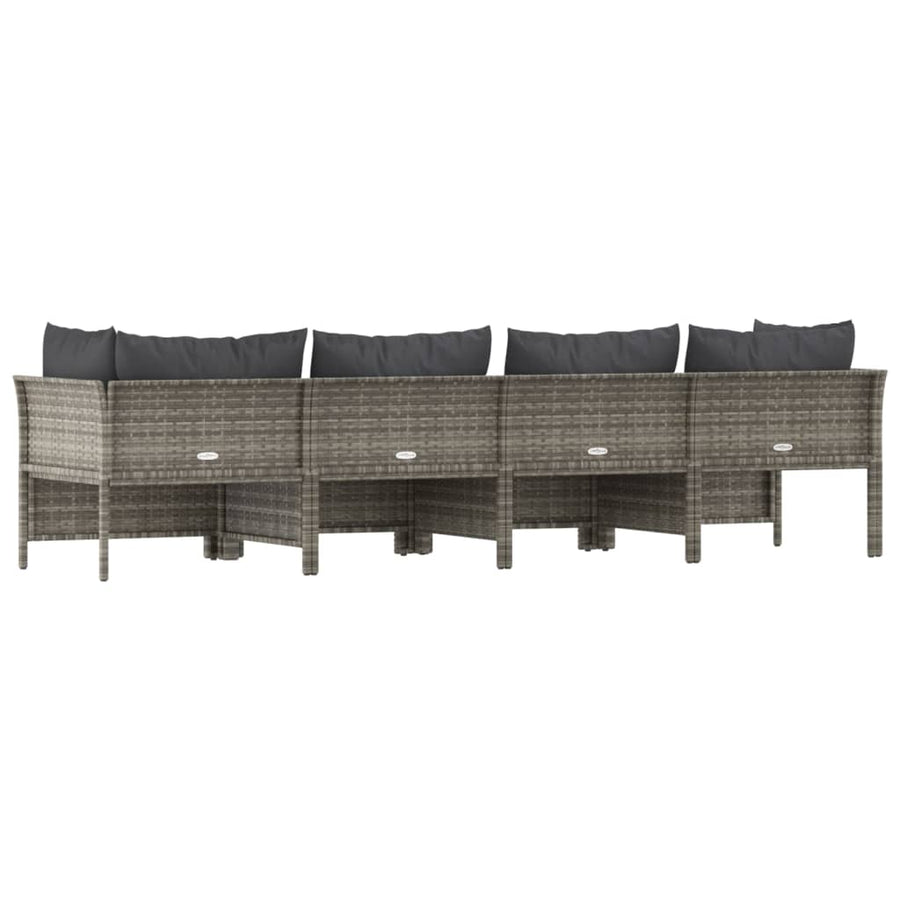 4-Delige Loungeset Met Kussens Poly Rattan Grijs 2x hoek + 2x midden