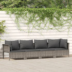 4-Delige Loungeset Met Kussens Poly Rattan Grijs 2x hoek + 2x midden