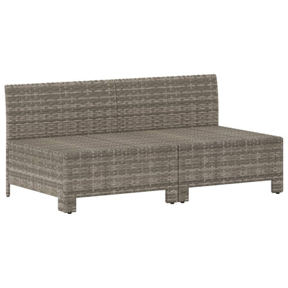 Tuinbank 2-Zits Met Kussens Poly Rattan Grijs 2x midden