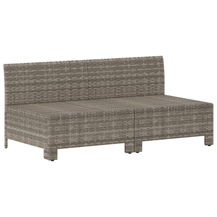 Tuinbank 2-Zits Met Kussens Poly Rattan Grijs 2x midden