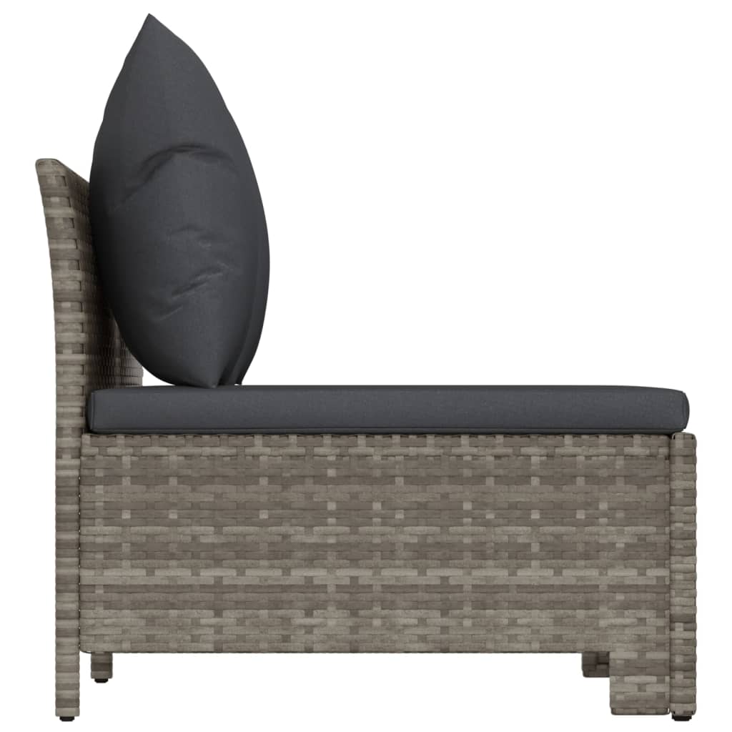 Tuinbank 2-Zits Met Kussens Poly Rattan Grijs 2x midden